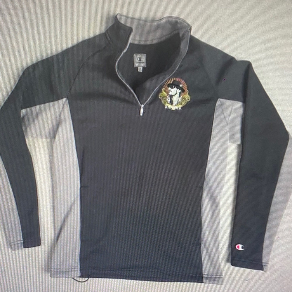 Champion Men's Black and Gray Zip-Up Sweater
